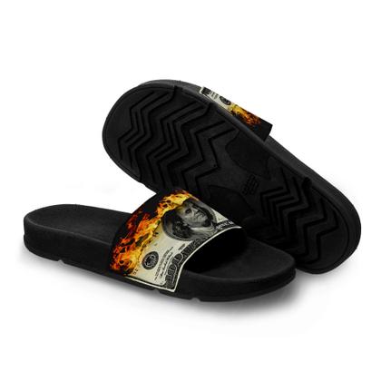 Imagem de Chinelo Slide Masculino Personalizado Dollar Fogo