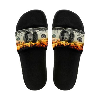 Imagem de Chinelo Slide Masculino Personalizado Dollar Fogo