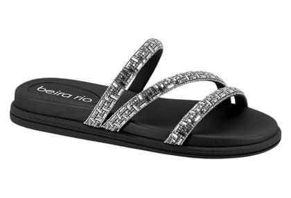 Imagem de Chinelo slide papete rasteira feminino tiras strass beira rio 8488.108