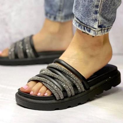 Imagem de Chinelo Slide Tiras Brilho Strass Tratorada Vizzano