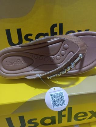 Imagem de Chinelo Usaflex Anabela Couro Rosa Detalhe com Strass AK0507001