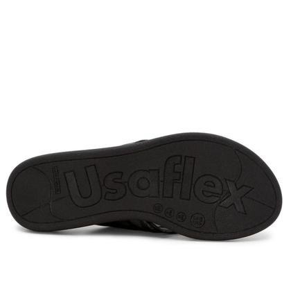 Imagem de Chinelo Usaflex Couro Preto Rasteiro Monograma