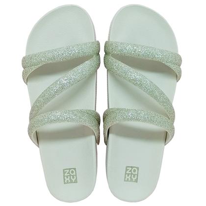Imagem de Chinelo Zaxy Feminino Tiras Frontais Brilhosas Slide Glamour