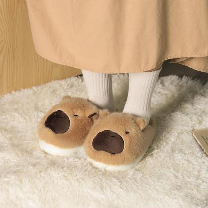 Imagem de Chinelos de inverno Gaolinci Cartoon Capivara de algodão para mulheres