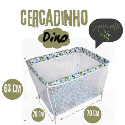 Imagem de Chiqueirinho Berço Cercadinho Portátil Bebê Infantil Dino Com Mosqueteiro