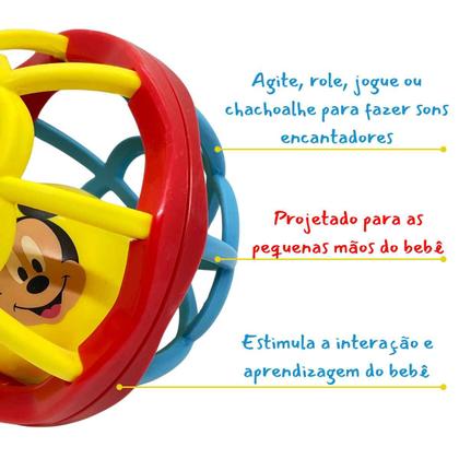 Imagem de Chocalho Bola Mickey Minnie Original Disney Baby  Yes Toys  Bebês Crianças +6 Meses