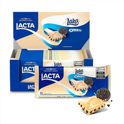 Imagem de Chocolate Branco Laka Oreo Lacta Kit 17 barras de 80g