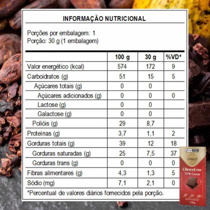 Imagem de Chocolate Diet Zero Lactose 70% Cacau - Lowçúcar 30g