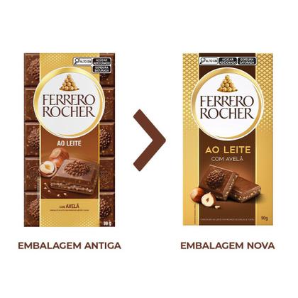 Imagem de Chocolate Ferrero Rocher Tablete Chocolate Ao Leite com Avelã 90g