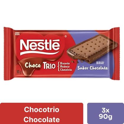 Imagem de Chocolate Nestlé Chocotrio Chocobiscut Kit 3 Barras de 90g