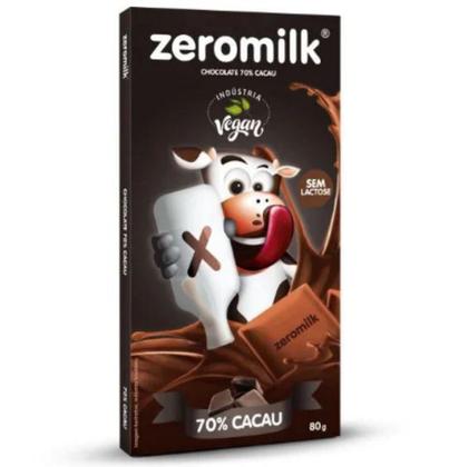 Imagem de Chocolate sem Lactose 70% Cacau 80g - Zeromilk