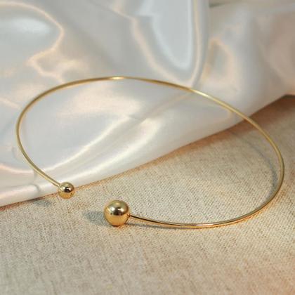 Imagem de Choker Aro Liso Rígida Colar Gargantilha Ajustavel Dourado
