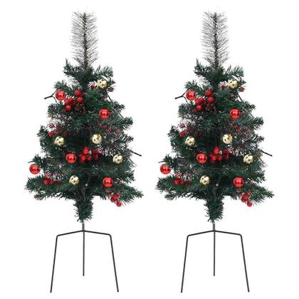 Imagem de Christmas Pathway Trees vidaXL 29,9 polegadas com 30 luzes LED, conjunto de 2