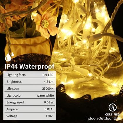 Imagem de Christmas String Lights MULTI-SPARKING, pacote com 2 unidades, 100 LED, branco quente, 10,7 m