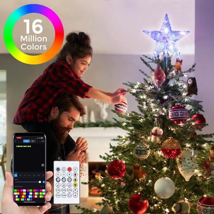 Imagem de Christmas Tree Topper Star Lighted 19 cm com controle remoto