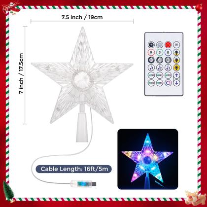 Imagem de Christmas Tree Topper Star Lighted 19 cm com controle remoto