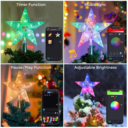 Imagem de Christmas Tree Topper Star Lighted 19 cm com controle remoto