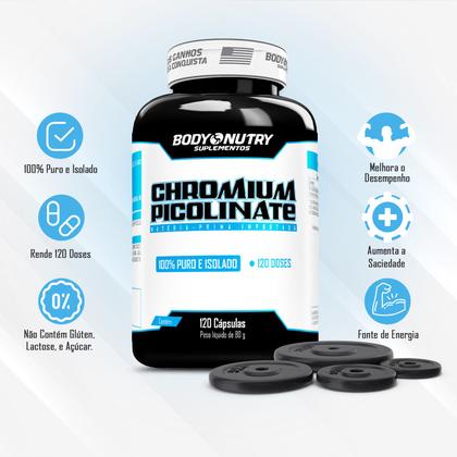 Imagem de Chromium Picolinate Picolinato de Cromo Puro Pote 120 Capsulas Suplemento Mineral Sem Sabor Importado Original