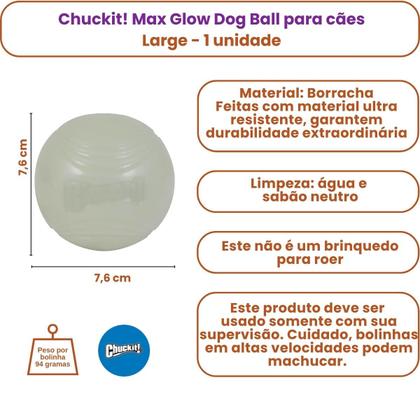 Imagem de Chuckit Max Glow Dog Ball Large Brilha no Escuro 1 unidade 