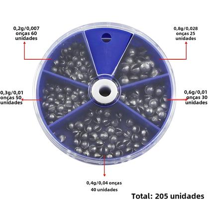 Imagem de Chumbadas de Pesca Split Shot com Caixa - Conjunto para Pesca de Carpas (0,2-0,8g)