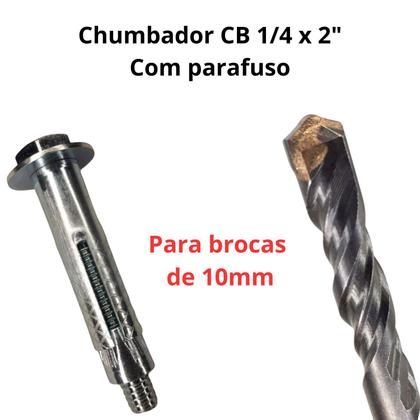 Imagem de Chumbador Parabolt 1/4 com parafuso de 5cm Ancora com 12 Pçs