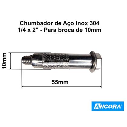 Imagem de Chumbador Parabolt 1/4 com parafuso de 5cm Ancora com 12 Pçs