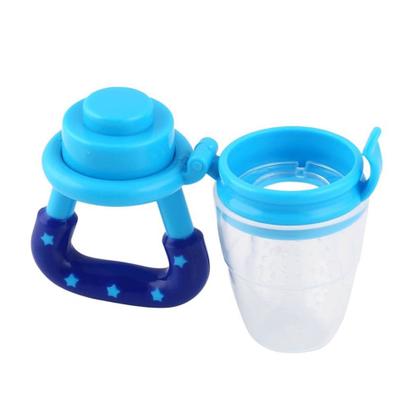 Imagem de Chupeta Alimentadora Mordedor Porta Frutas para Bebês Bico de Silicone Azul