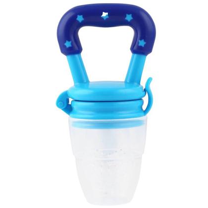 Imagem de Chupeta Alimentadora Mordedor Porta Frutas para Bebês Bico de Silicone Azul