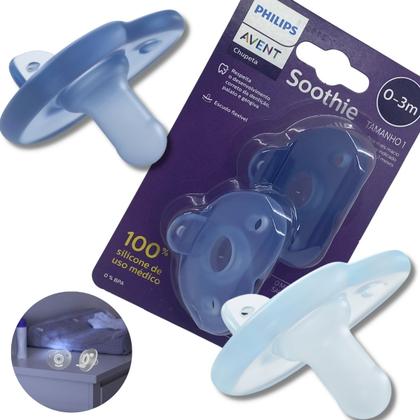 Imagem de Chupeta Avent Soothie Silicone Azul Menino 0 A 3 Meses Rn