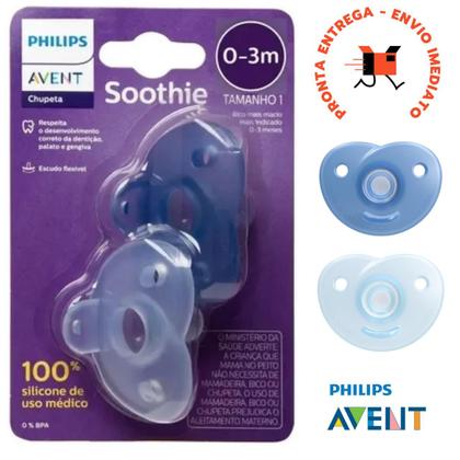 Imagem de Chupeta Avent Soothie Silicone Azul menino 0 a 3 Meses RN