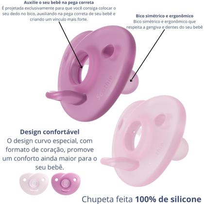 Imagem de Chupeta Avent Soothie Silicone Rosa Menina 0 A 3 Meses Rn