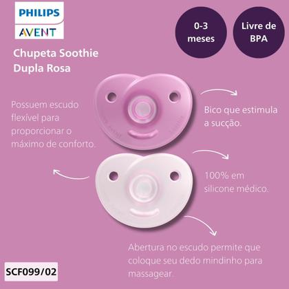 Imagem de Chupeta Avent Soothie Silicone Rosa Menina 0 A 3 Meses Rn