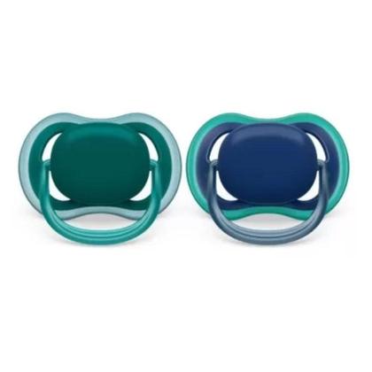 Imagem de Chupeta avent ultra air kit 2 unidades lisa 6 a 18m azul e verde dupla scf085/31 - AVENT PHILIPS
