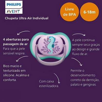 Imagem de Chupeta Avent Ultra Air Periodo 6 a 18m Meses Philips Silicone