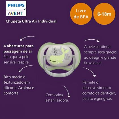 Imagem de Chupeta Avent Ultra Air Periodo 6 a 18m Meses Philips Silicone Verde