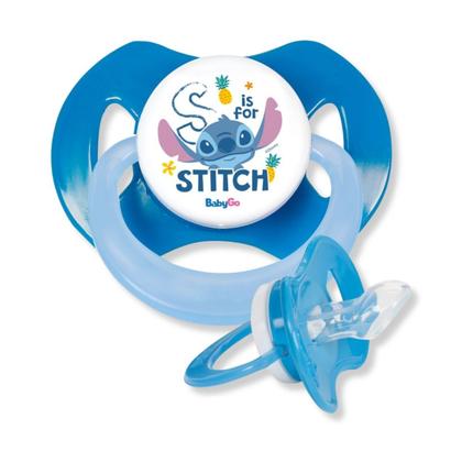 Imagem de Chupeta Bico Ortodôntico T1 Stitch Azul Com Capuz BabyGo