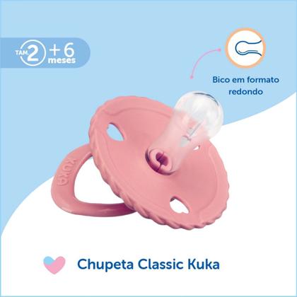 Imagem de Chupeta Classic Bico Redondo Kuka +6 Meses Rosa 1 Unidade