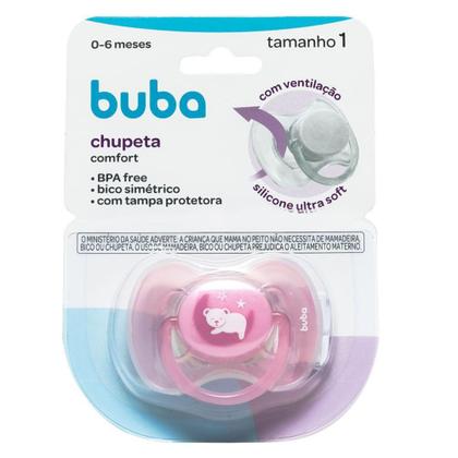 Imagem de Chupeta Comfort 0-6m Tam 1 Buba Ursinho Rosa