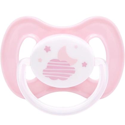 Imagem de Chupeta Comfort Bico Simétrico Silicone UltraSoft Buba Tamanho 1 Nuvem Rosa Noturna Bebê 0 a 6 Meses