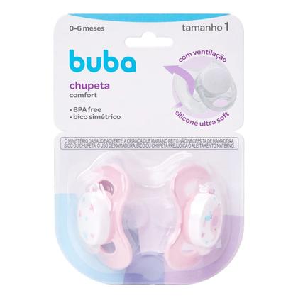 Imagem de Chupeta Comfort Noturna c/2 Elefante 0-6 meses - Rosa - Buba