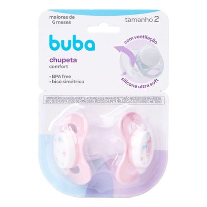 Imagem de Chupeta Comfort Noturna c/2 Elefante 6-18 meses - Rosa - Buba