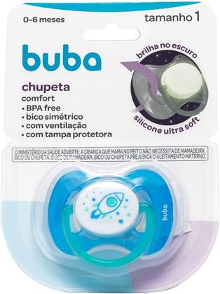 Imagem de Chupeta Comfort Noturna Foguete 0-6 meses - Azul - Buba