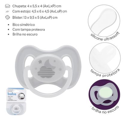Imagem de Chupeta Comfort Noturna Nuvem 6-18 meses - Cinza - Buba