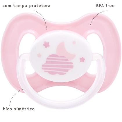 Imagem de Chupeta Comfort Rosa Tam 2 Noturna Brilha 6 Meses 21124 - Buba