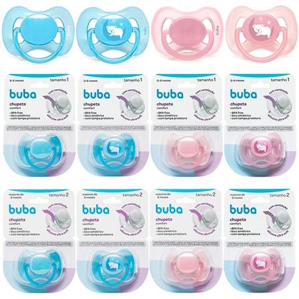 Imagem de Chupeta Comfort Ultra Soft Tam 1 ou Tam 2 Para Bebês com Tampa Protetora Bico Simétrico Buba