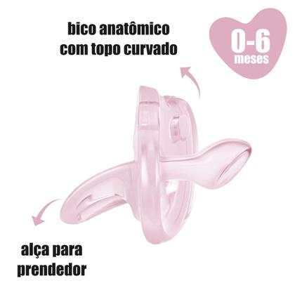 Imagem de Chupeta Lillo 100% Silicone Ortodôntica para Bebê 0-6 meses Soft Divertida com Alça Bico Anatômico Macio e Flexível