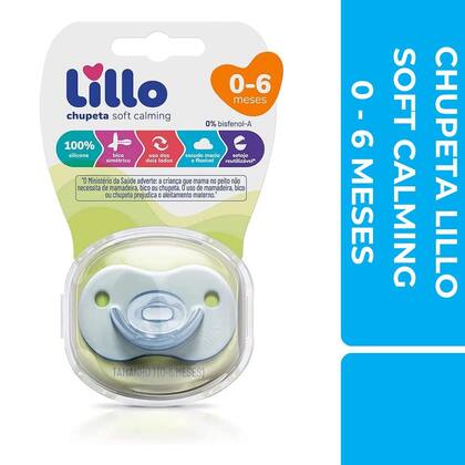 Imagem de Chupeta Lillo Soft Calming 0-6m Azul Bico Simétrico Macia