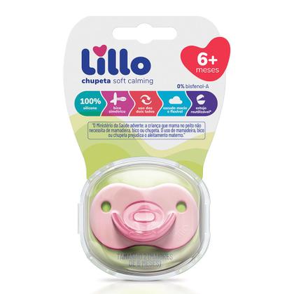 Imagem de Chupeta Lillo Soft Calming 100% Silicone +6 Meses Cor Rosa com 1 Unidade