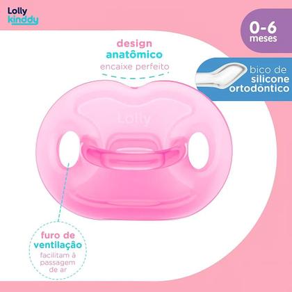 Imagem de Chupeta Lolly Fase 1 100% Silicone Orto Rosa