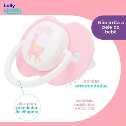 Imagem de Chupeta Lolly Fase 1 Zoo Bona Silicone Redondo Rosa
